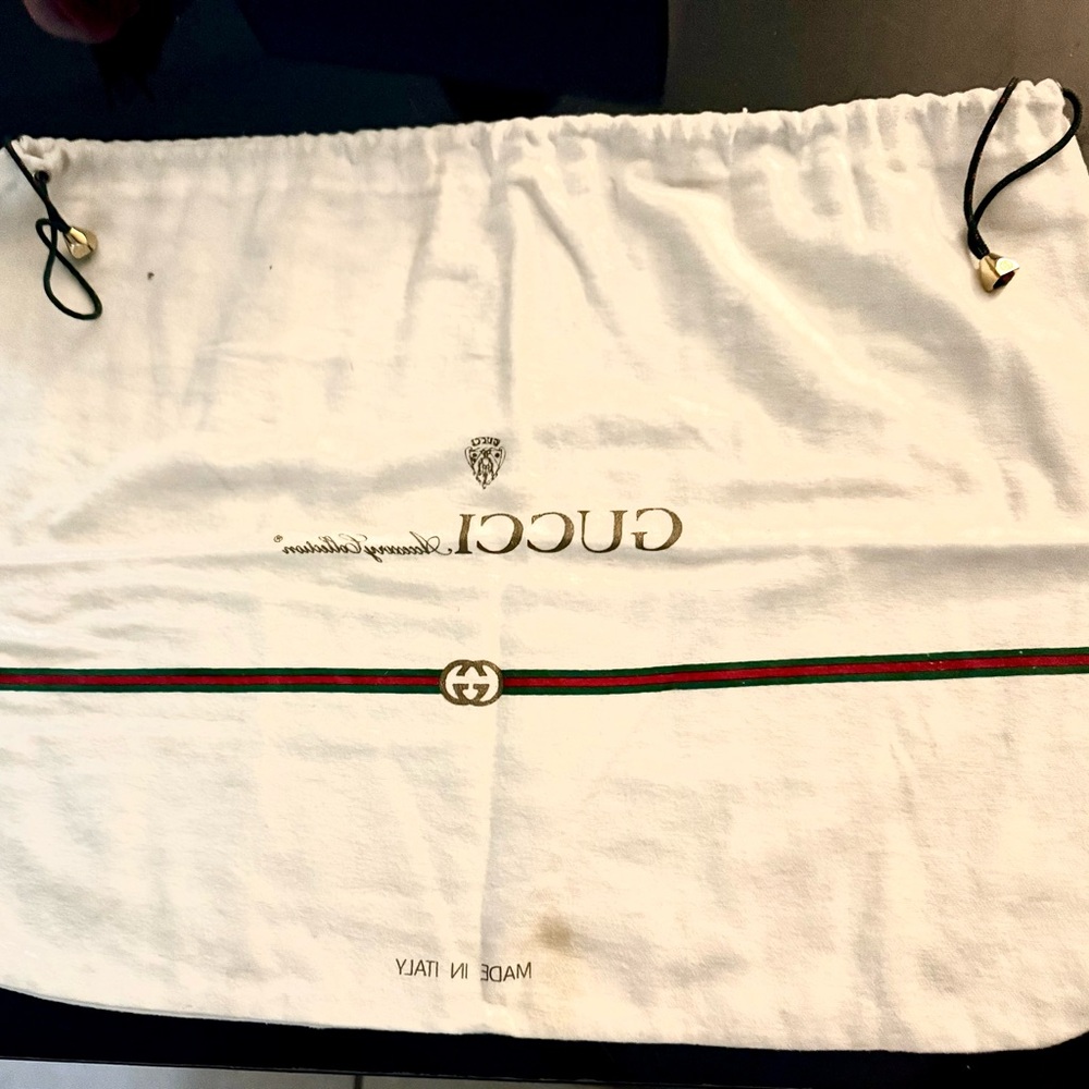 Gucci White Dust Bag ~ Green and Red Stripe with Drawstring